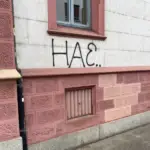 a graffiti on a building